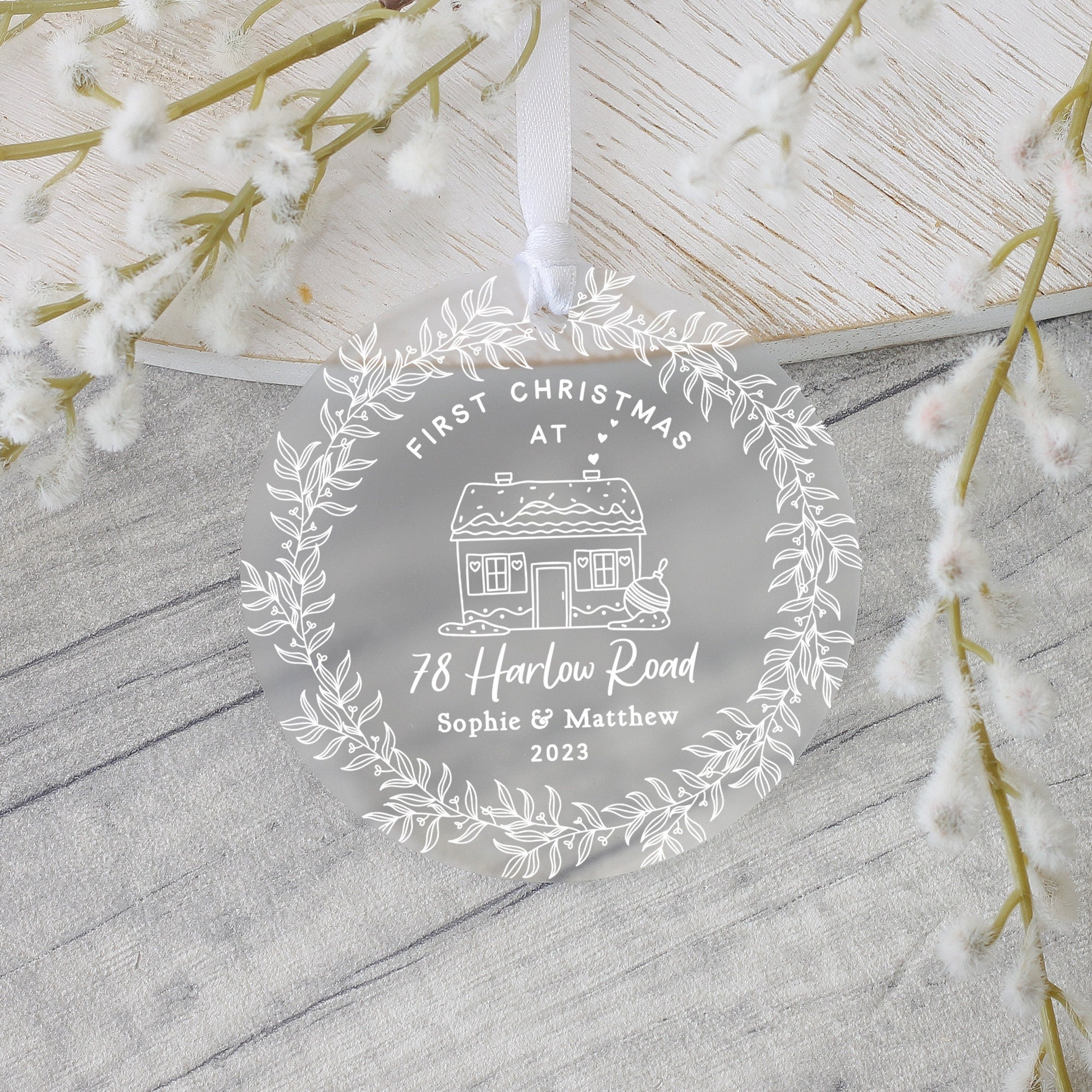 Personalised First Christmas in New Home Gift Frosted Acrylic