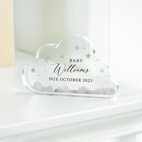 Personalised Baby Announcement Plaque, New Baby Gift, Pregnancy Reveal Gift, Baby Arrival Gifts, Cloud Plaque, Congrats Gift, New Parents