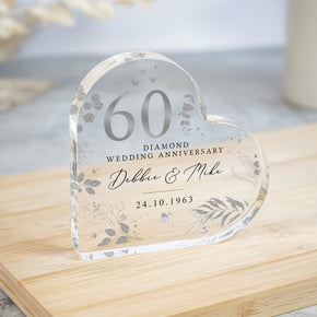 Personalised 60th Wedding Anniversary Gift, Diamond Anniversary Plaque, Anniversary Gifts, 60th Anniversary Gift for Husband Wife Parents