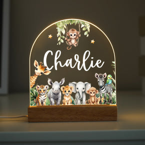 Personalised LED Animal Lamp, Kids Night Light Gift, Safari Jungle Animals Light, Birthday Gifts for Kids, Kids Bedroom Nursery Table Light