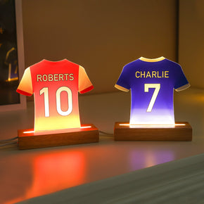 Personalised LED Football Shirt Lamp, Football Night Light Gift, Baby Gifts from Daddy, Birthday Gifts for Kids, Boys Bedroom Nursery Light