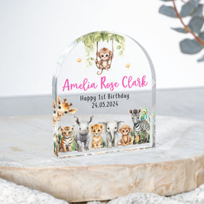 Personalised First Birthday Gift, Animals Plaque, 1st Birthday Keepsake Gift, Gift for New Baby, Baby Birthday Gift, Baby Nursery Bedroom