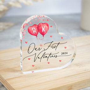Personalised Our First Valentines Gift, Valentines Heart Plaque, 1st Valentines Together, Gift for Boyfriend Husband Girlfriend Wife
